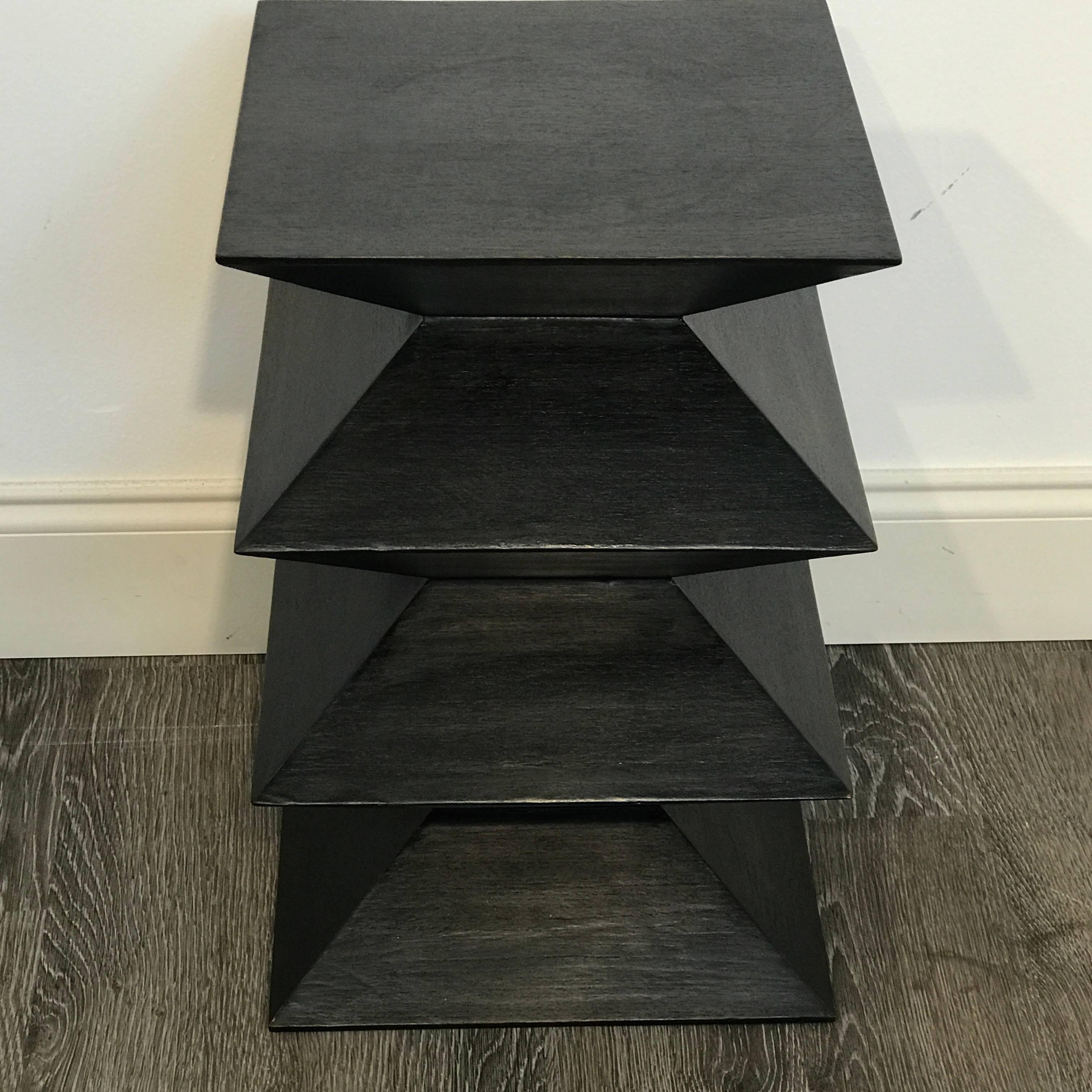 20th Century Postmodern Blackened Zig Zag Side Table or Pedestal