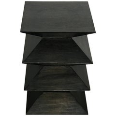 Postmodern Blackened Zig Zag Side Table or Pedestal