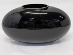 Postmoderne Vase aus geblasenem schwarzem Glas von Balos, 1980