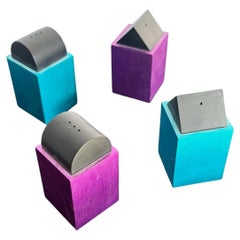 Postmodern Blue and Purple Salt and Pepper Shakers by David Tisdale, 1988