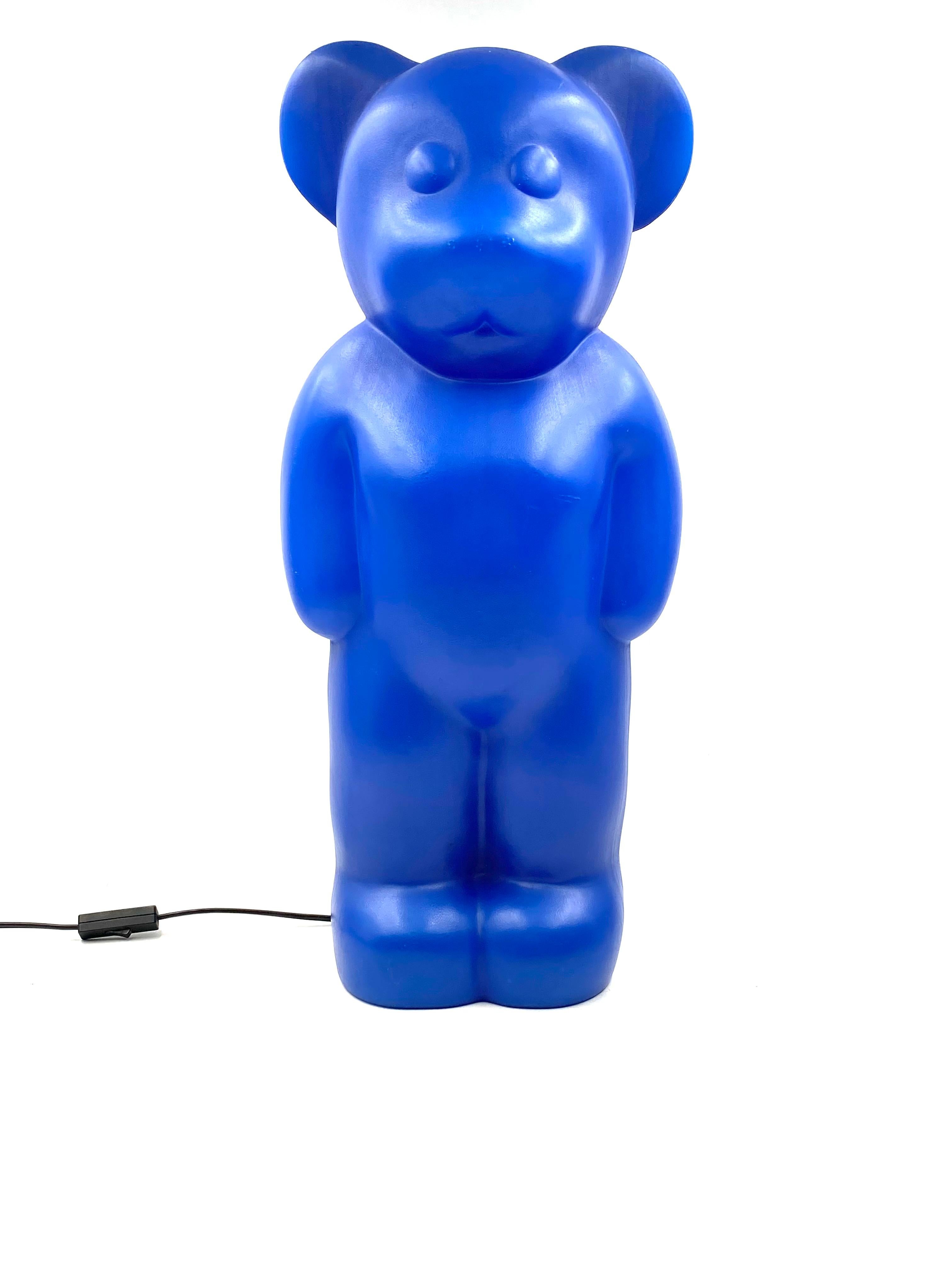 Plastic Postmodern Blue Bear Lamp, Heinz Klein for Elmar Flötotto, Germany, 1990s For Sale