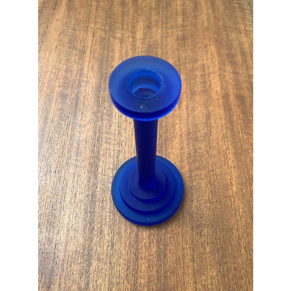 Portavelas posmoderno de vidrio azul, años 90 en Excelente estado para la venta en Hamburg, DE