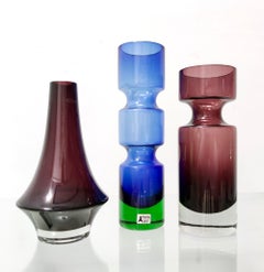 Vase postmoderne à segments bleu/vert Modèle B5/604 de Bo Borgstrm pour seda, Swe