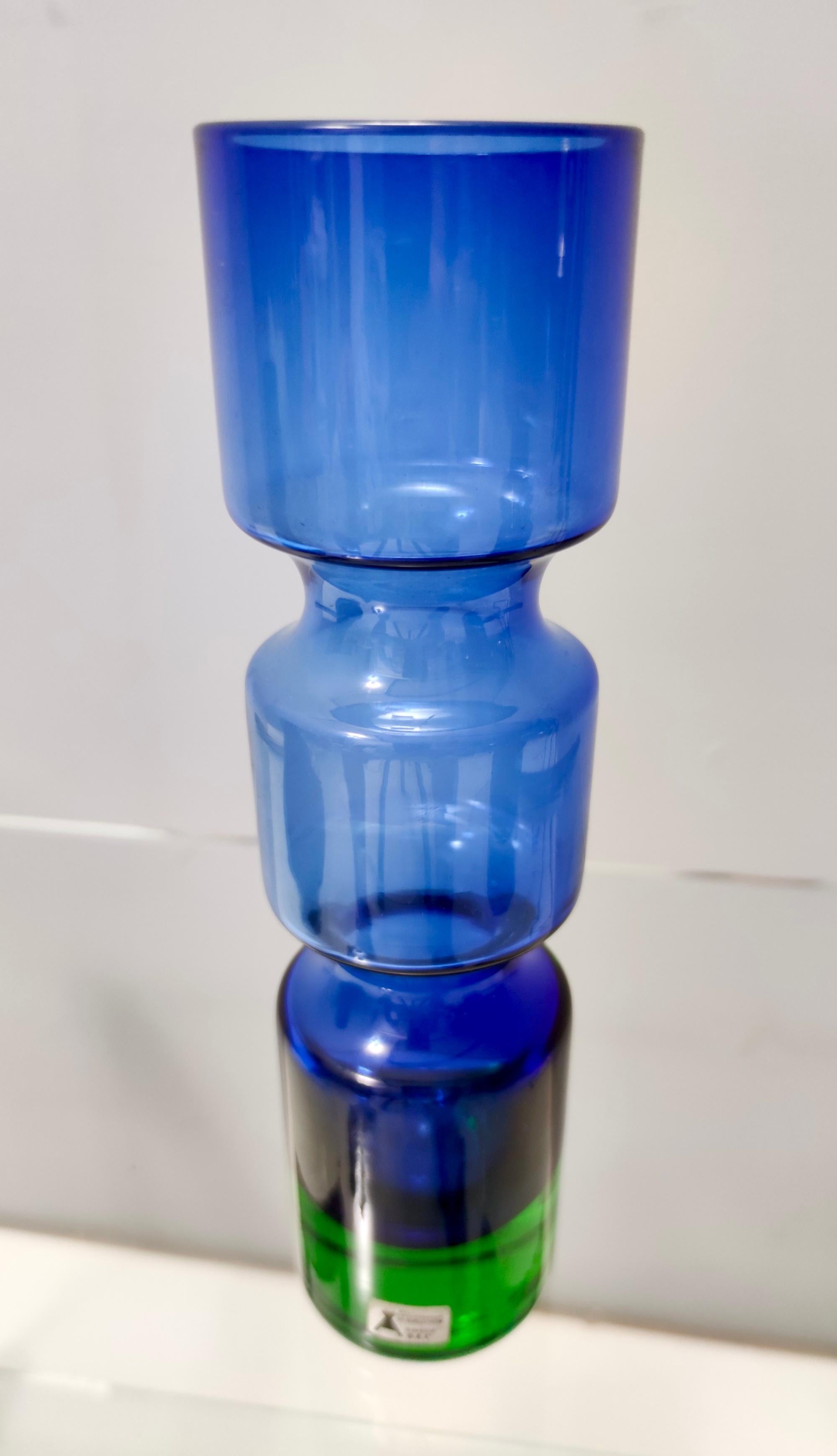 Postmodern Blue/Green Segmented Vase Model B5/604 by Bo Borgström for Åseda In Good Condition In Bresso, Lombardy