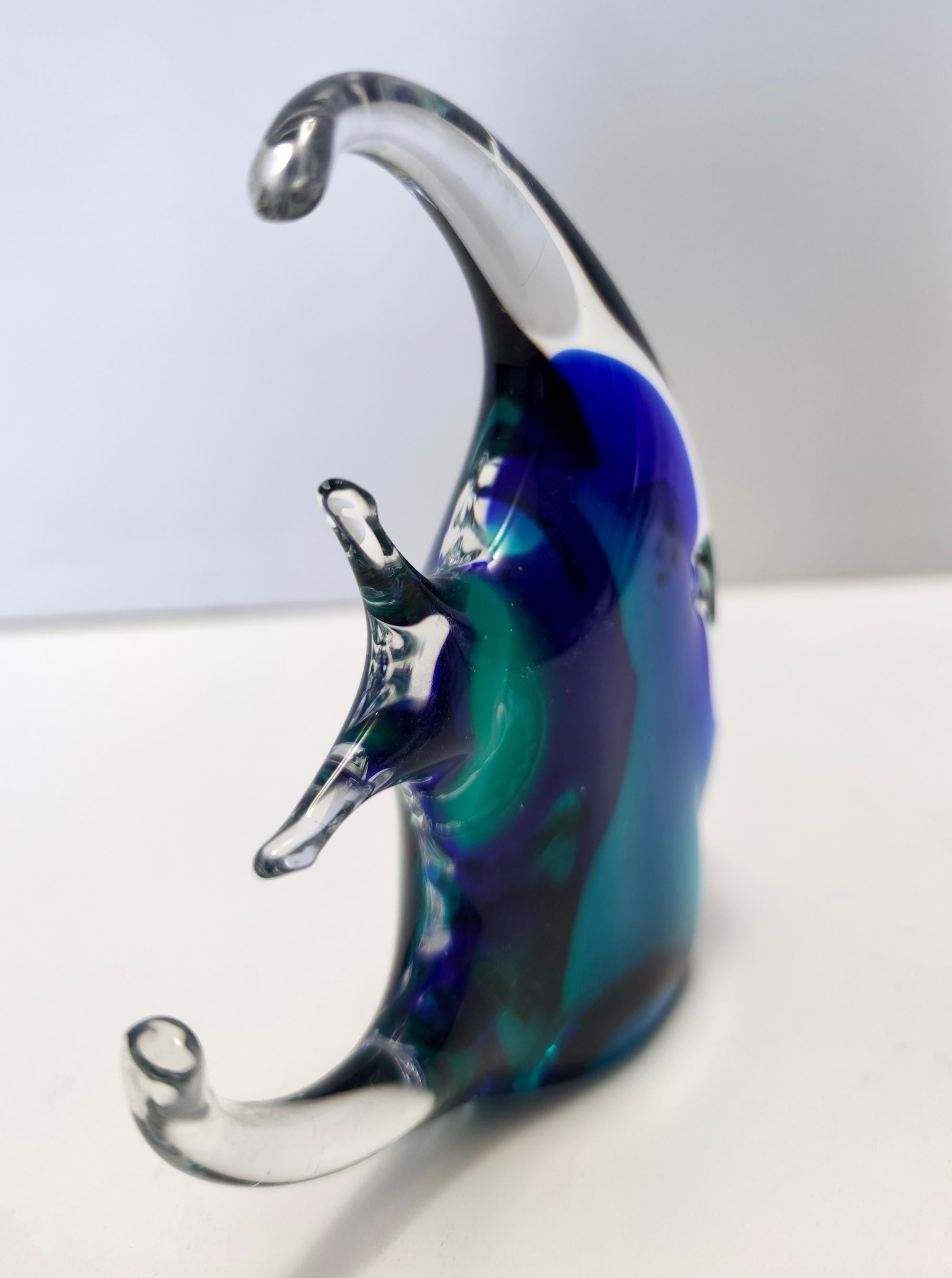 Figure décorative en forme de poisson en verre de Murano bleu postmoderne de Vincenzo Nason, Italie en vente 2