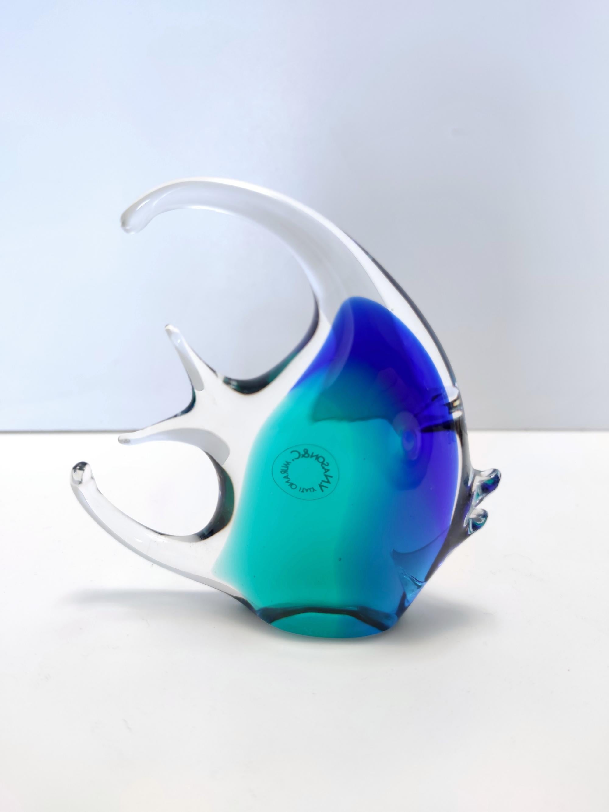 Figure décorative en forme de poisson en verre de Murano bleu postmoderne de Vincenzo Nason, Italie en vente 3