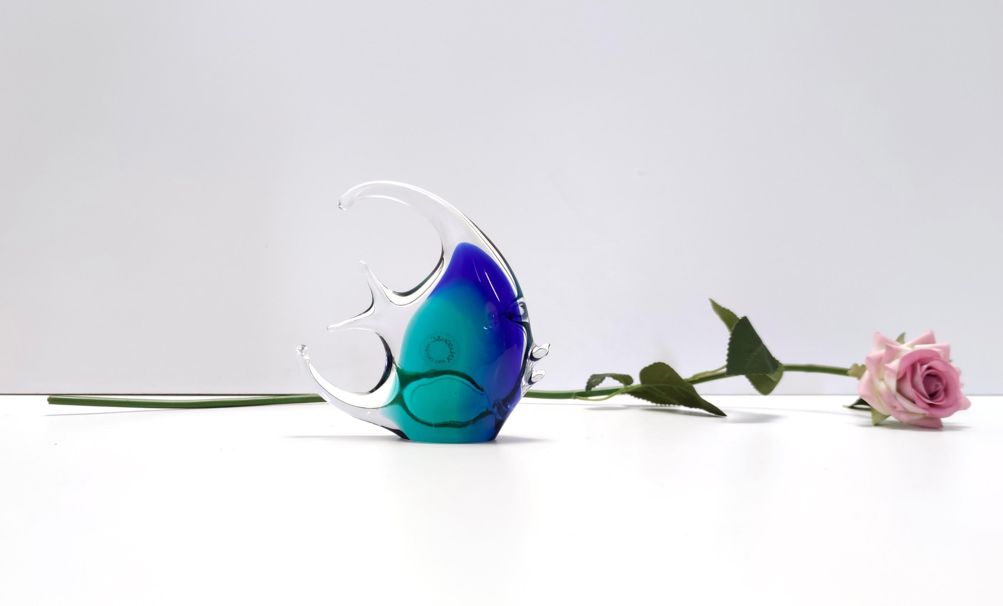 Postmoderne Figure décorative en forme de poisson en verre de Murano bleu postmoderne de Vincenzo Nason, Italie en vente
