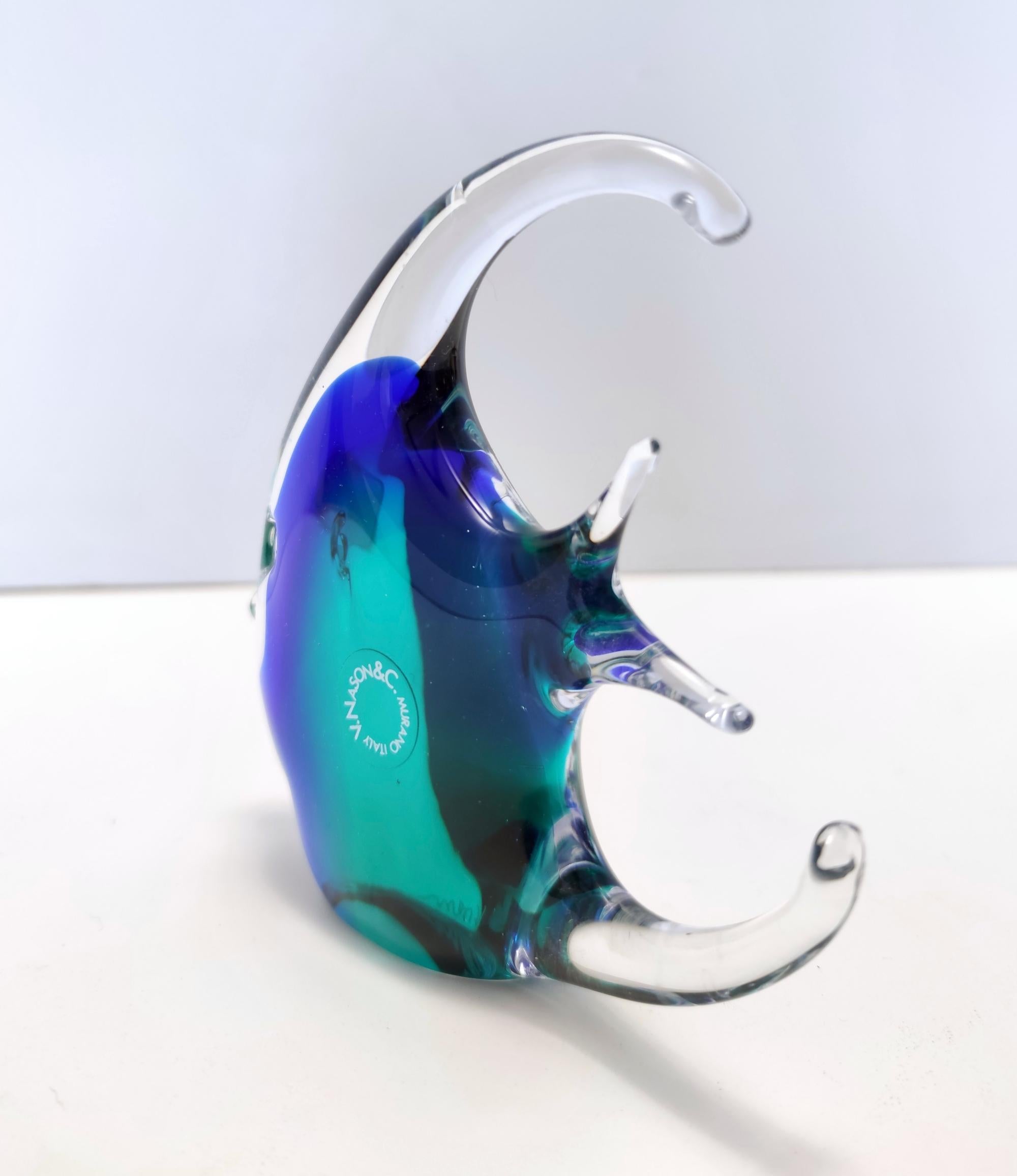Postmodern Blue Murano Glass Fish Decorative Figure by Vincenzo Nason, Italy For Sale 2