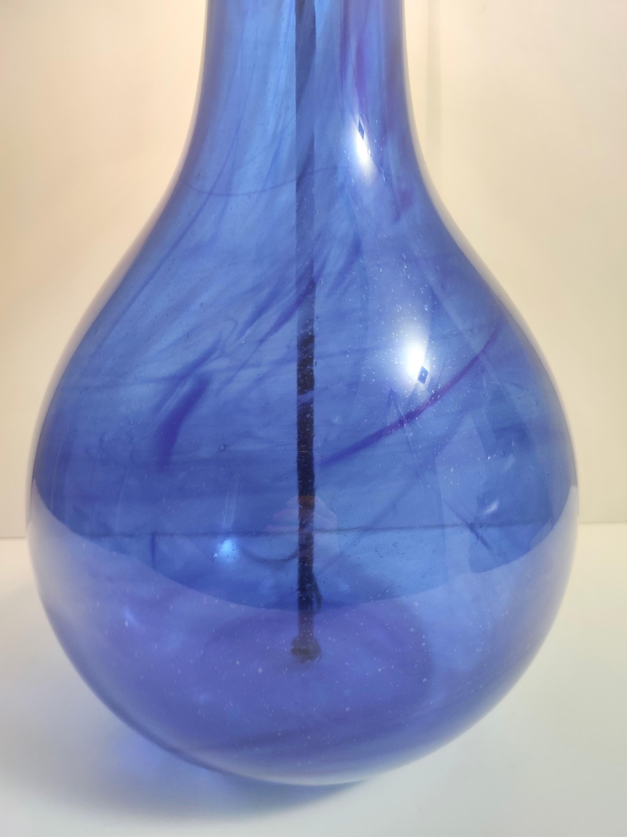 Postmodern Blue Murano Glass Table Lamp with or without Fabric Lampshade, Italy For Sale 4