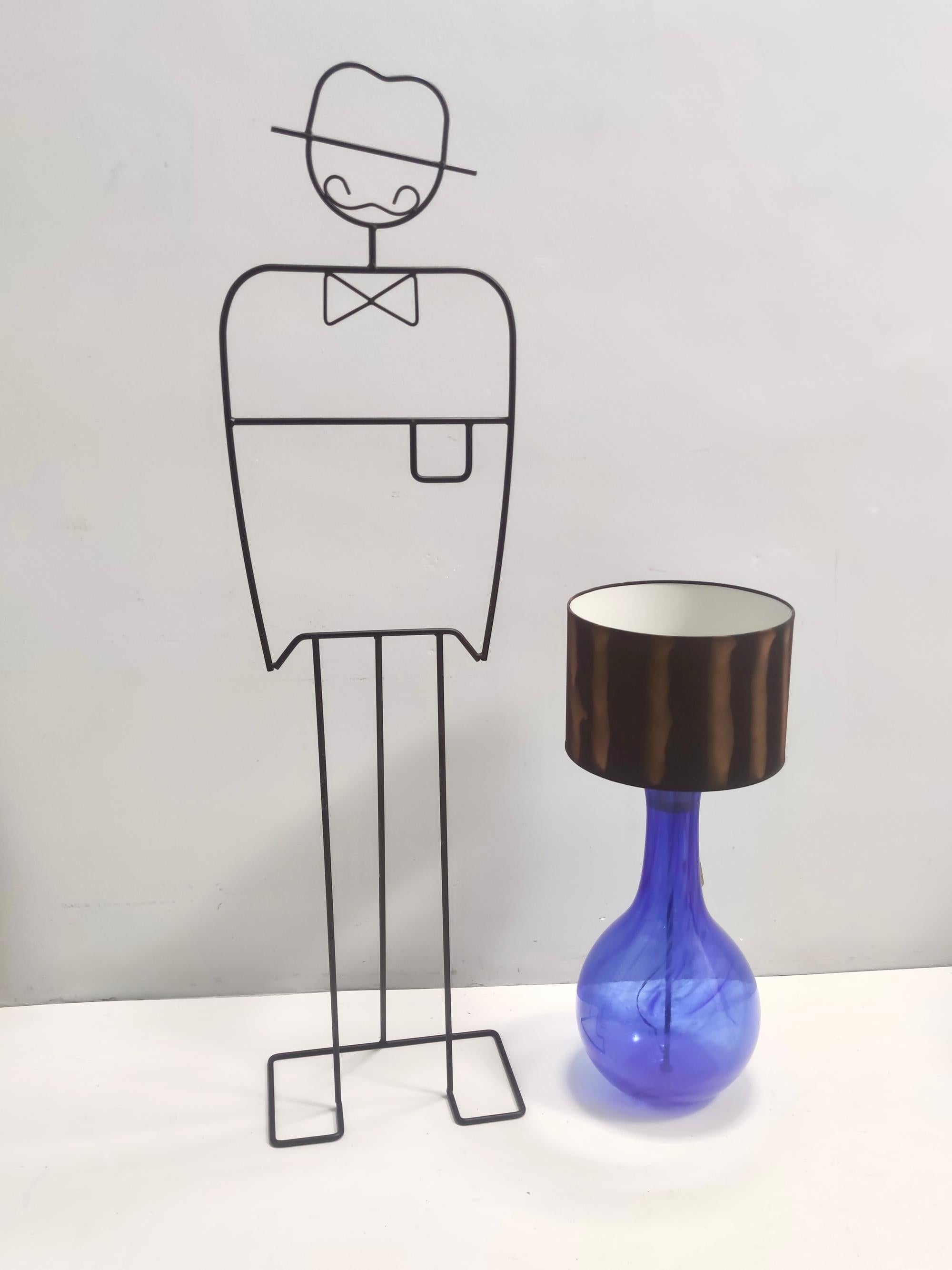 Postmoderner blauer Murano Glastisch mit oder ohne Lampenschirm aus Stoff, Italien (Italienisch) im Angebot