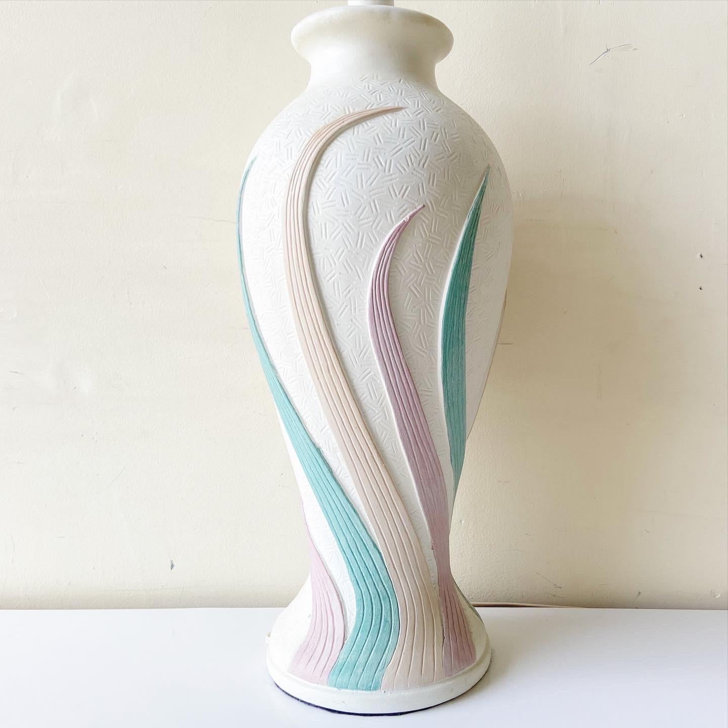 American Postmodern Blue Pink and Cream Spiral Table Lamp For Sale