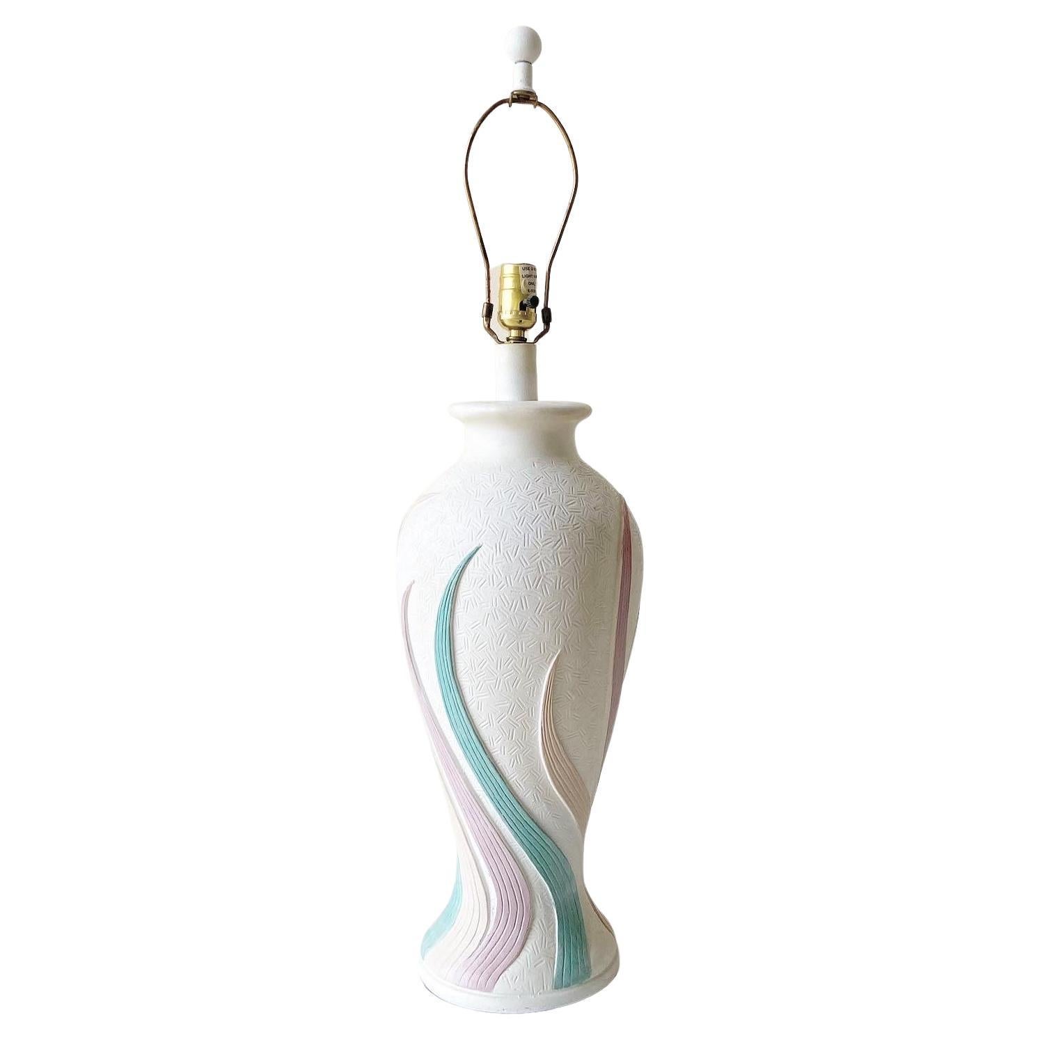 Postmodern Blue Pink and Cream Spiral Table Lamp For Sale