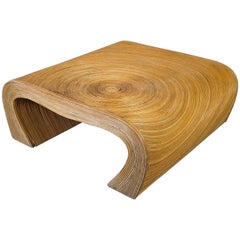 Postmodern Boho Coastal Waterfall Pencil Reed Coffee Table, c1980s