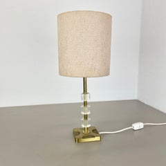 Postmodern Brass and Acryl Glass Cubic Stilnovo Style Table Light, Italy 1970s