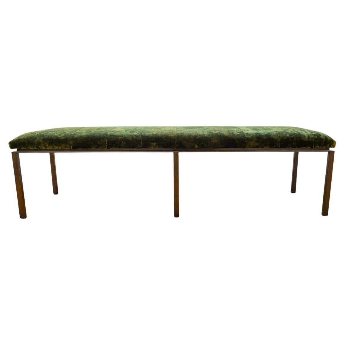 Postmodern Brass and Italian Chenille Bench