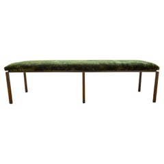 Postmodern Brass and Italian Chenille Bench
