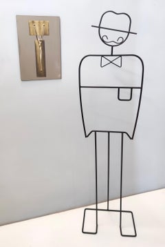 Postmodern Brass and Mirror Crucifix in the Style of Fontana Arte, Italy