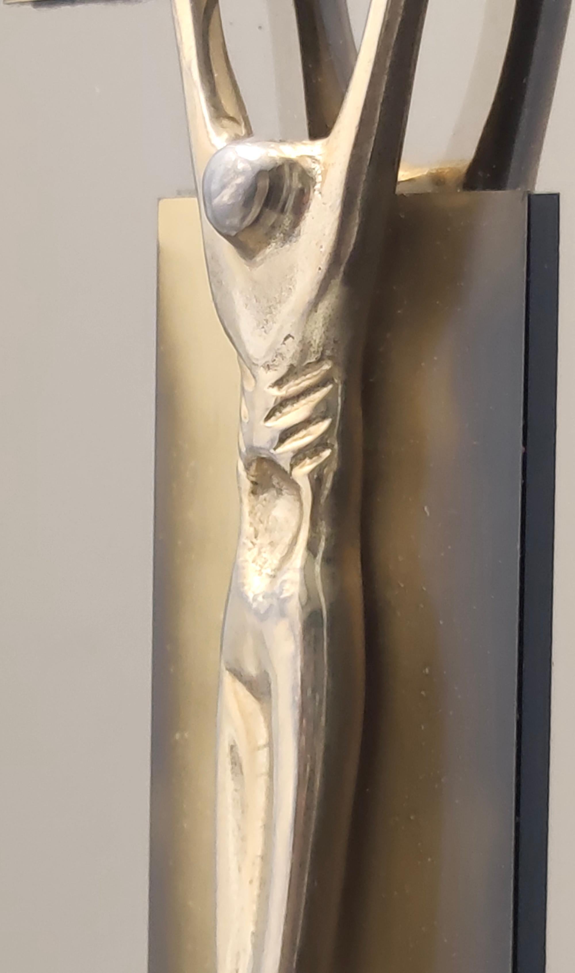 Postmodern Brass and Mirror Crucifix in the Style of Fontana Arte, Italy For Sale 3