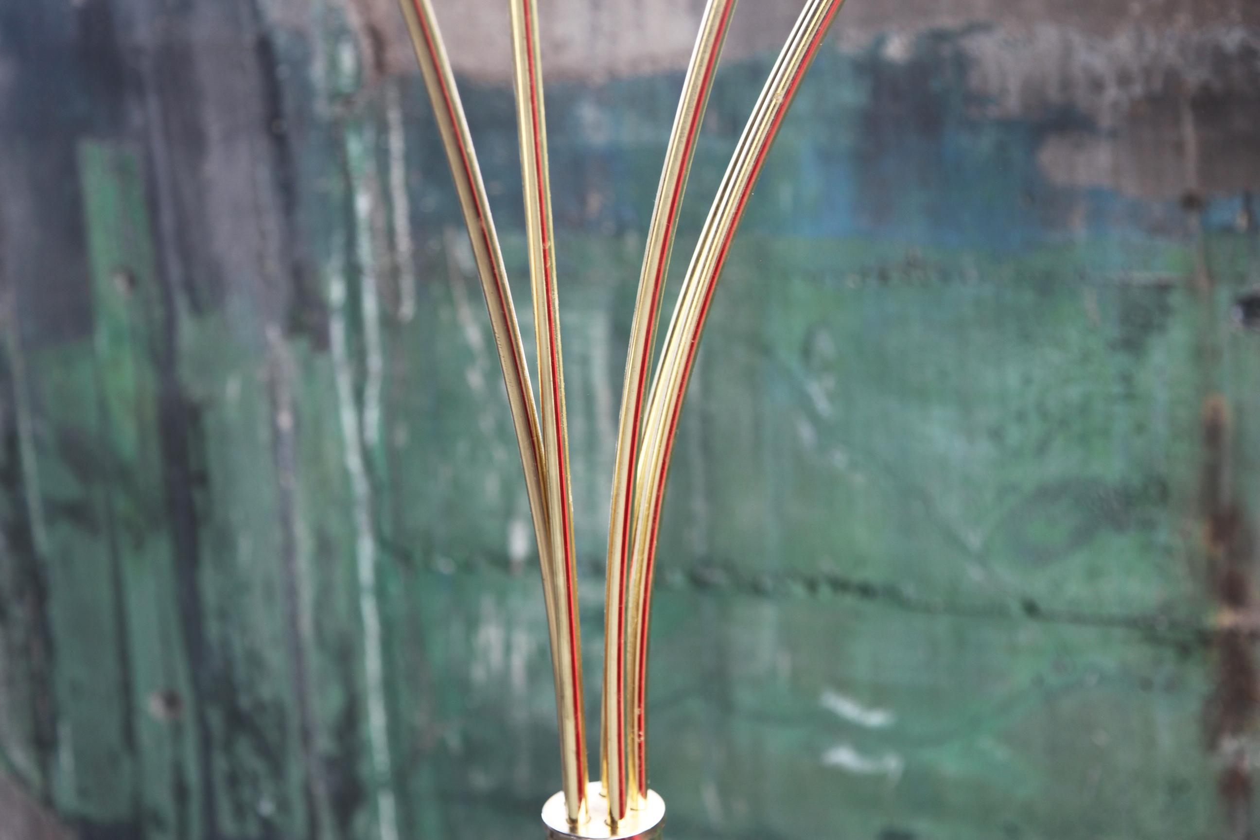 Postmodern Brass Arc 5 Arm Floor Lamp With Carrera Marble Base 1970s 3