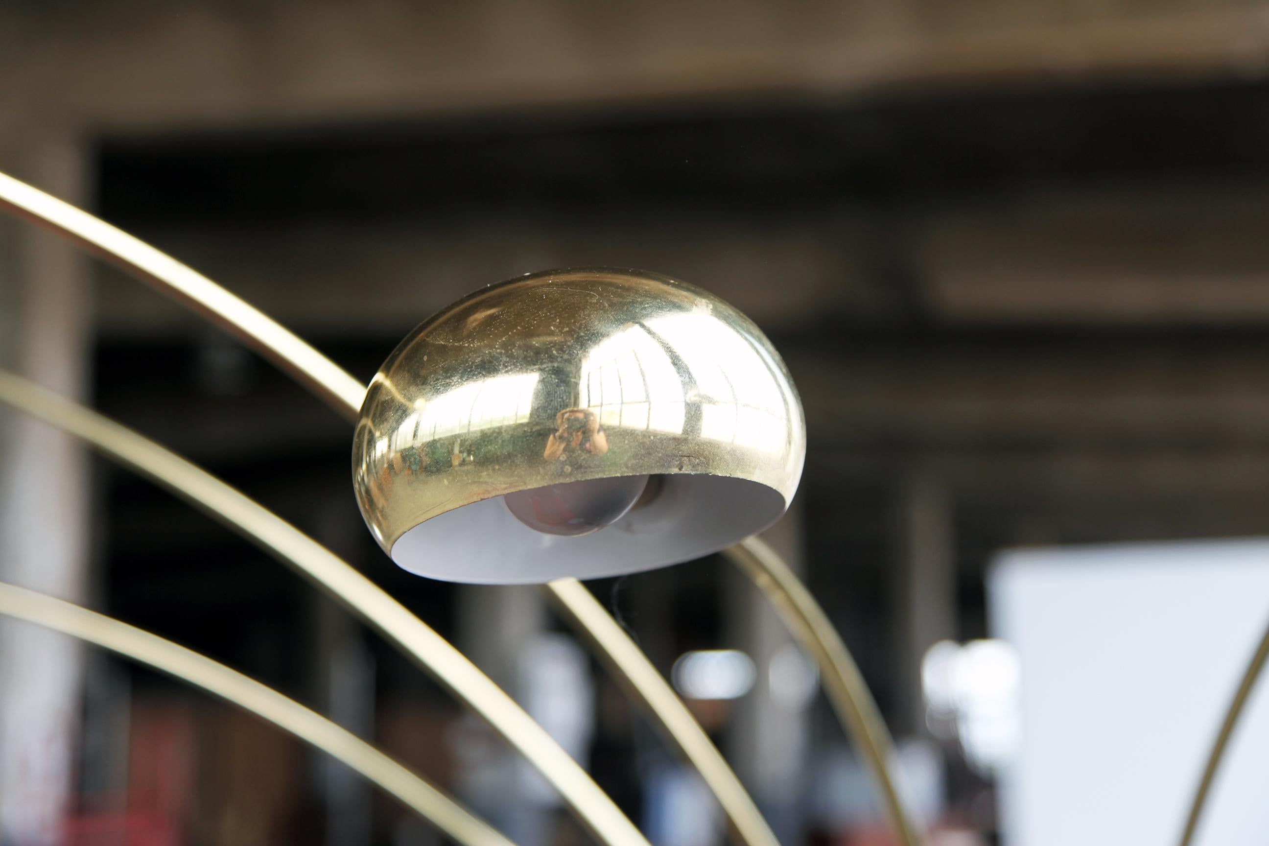 Postmodern Brass Arc 5 Arm Floor Lamp With Carrera Marble Base 1970s 4