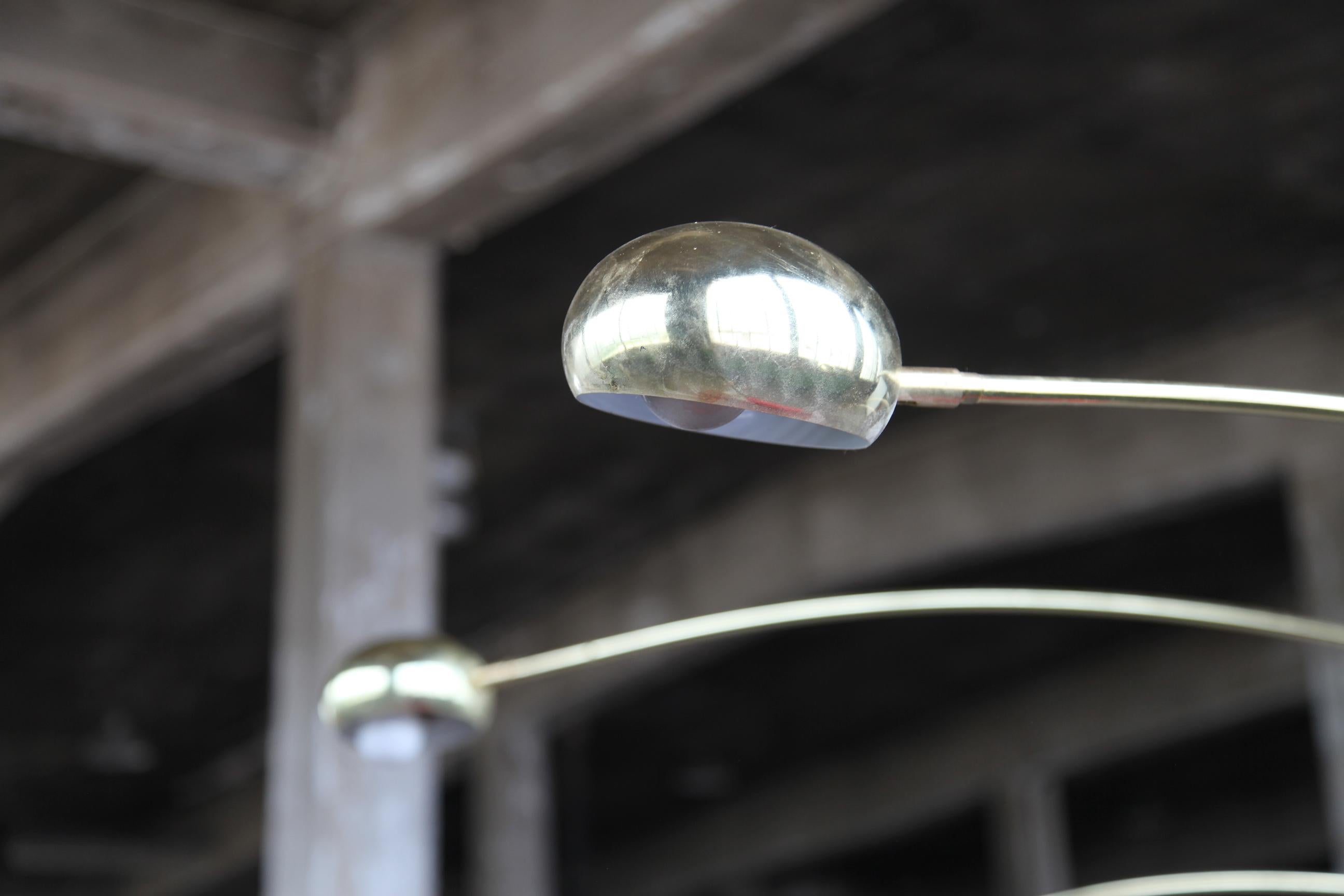 Postmodern Brass Arc 5 Arm Floor Lamp With Carrera Marble Base 1970s 5