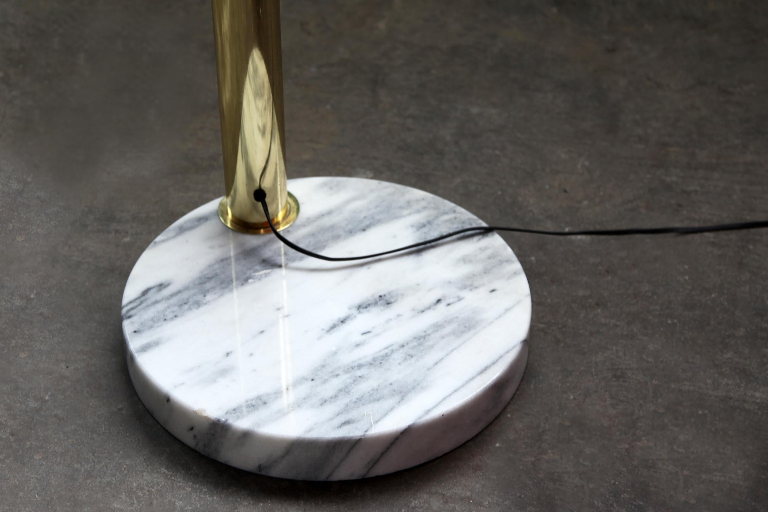 Postmodern Brass Arc 5 Arm Floor Lamp With Carrera Marble Base 1970s 1