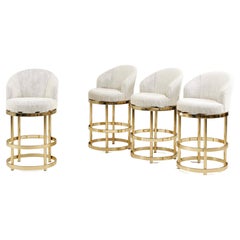 Vintage Postmodern Brass Bar Stools, 1980