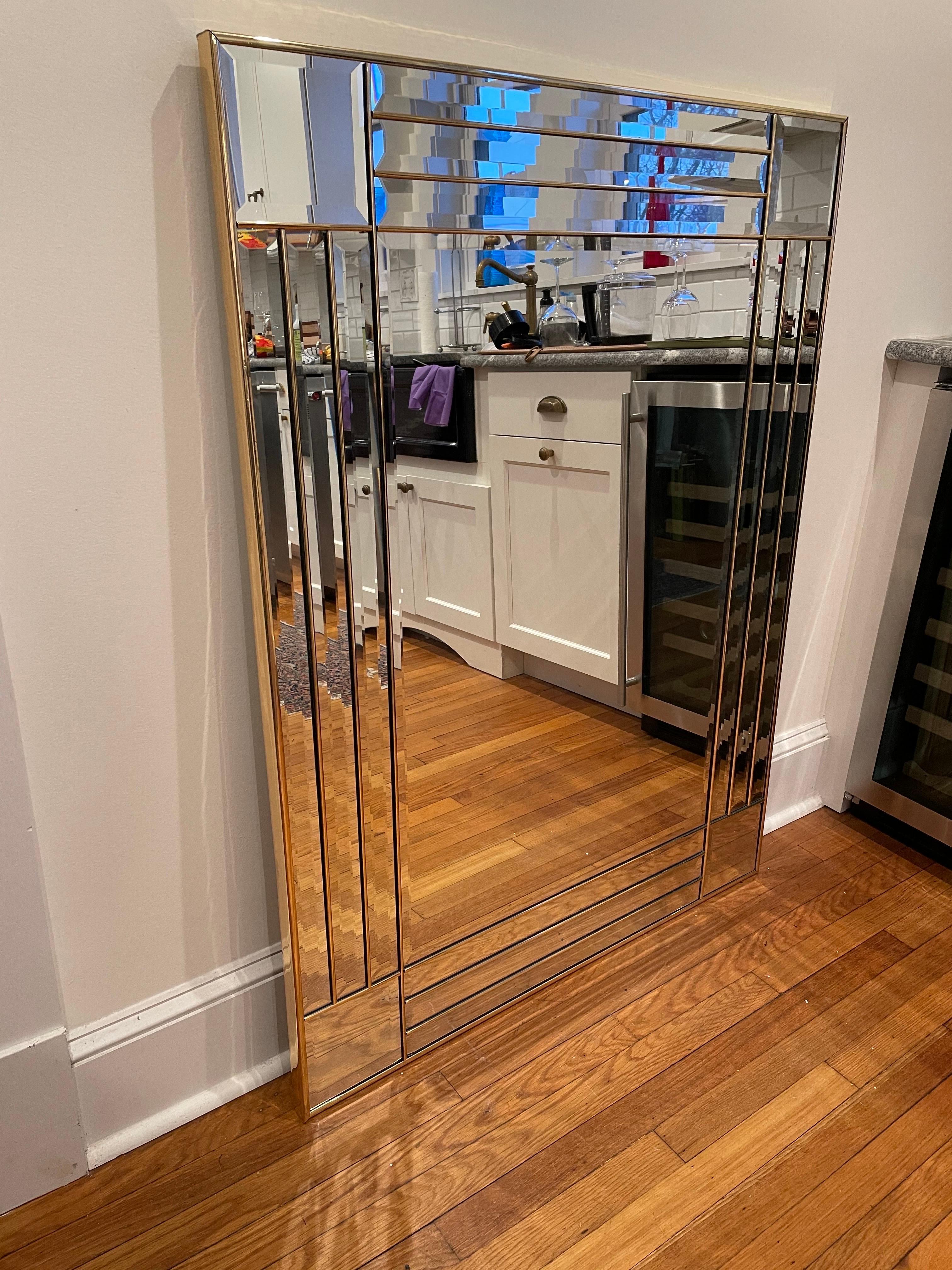 Postmodern Brass Beveled Channel Mirror 2