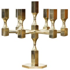 Postmodern Brass Candelabra by Lars Bergsten for Gusum