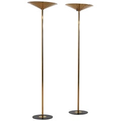 Postmodern Brass Torchiere Floor Lamps, 1980