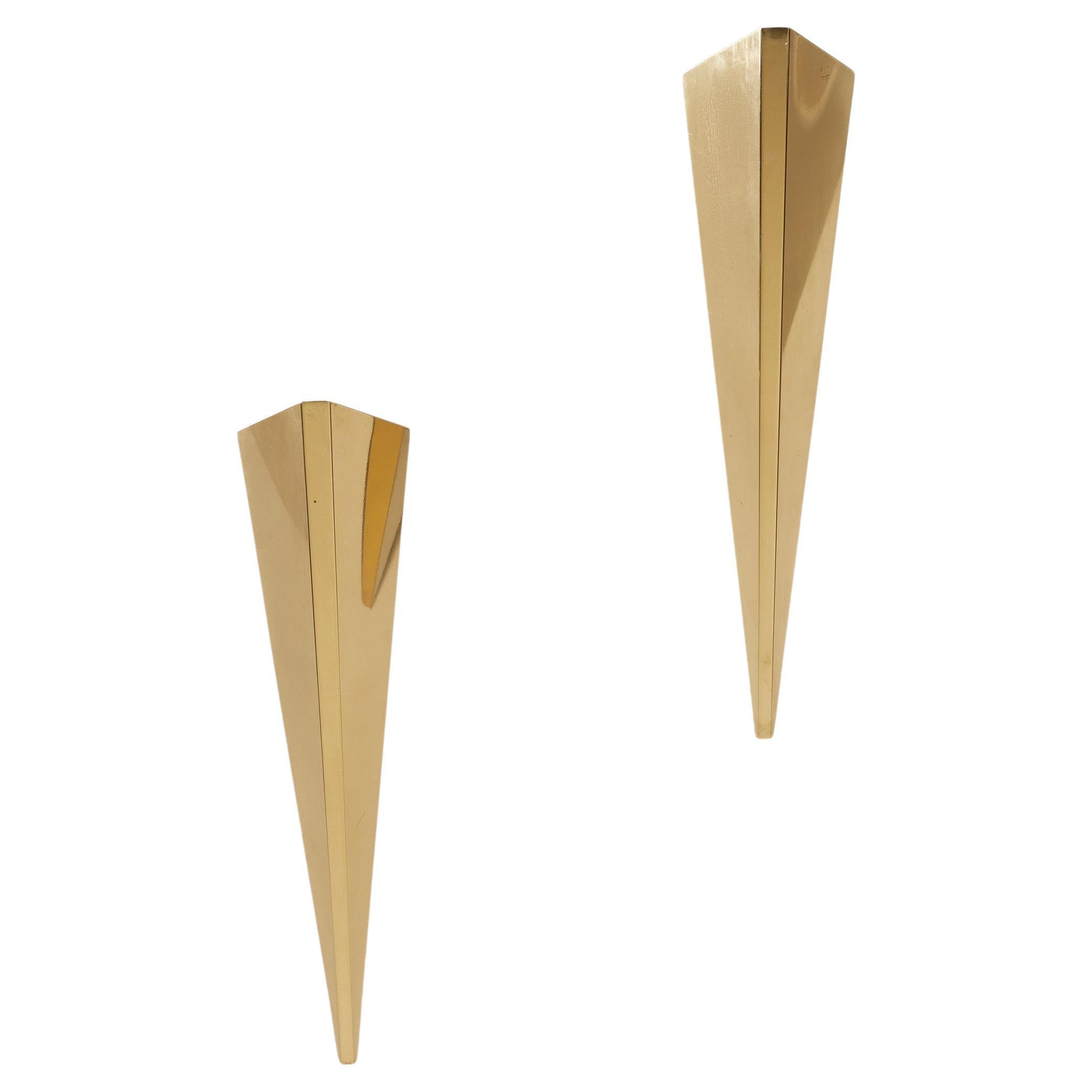 Postmodern brass wall sconces For Sale