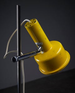 Postmodern Bright Yellow & Chrome "Hat" Adjustable Floor Lamp, 1970s