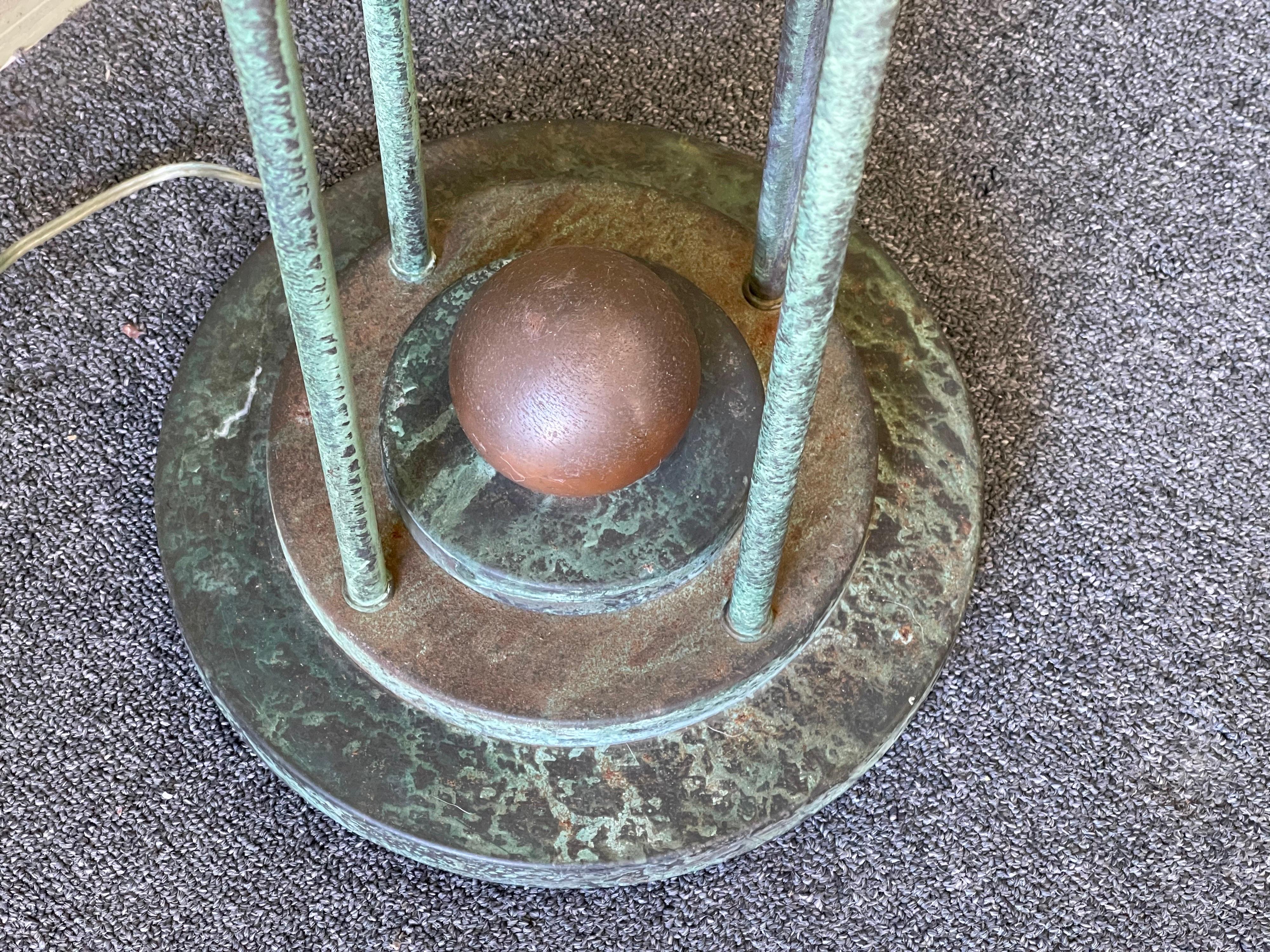 Postmodern Bronze Verdigris Torchiere Floor Lamp 1
