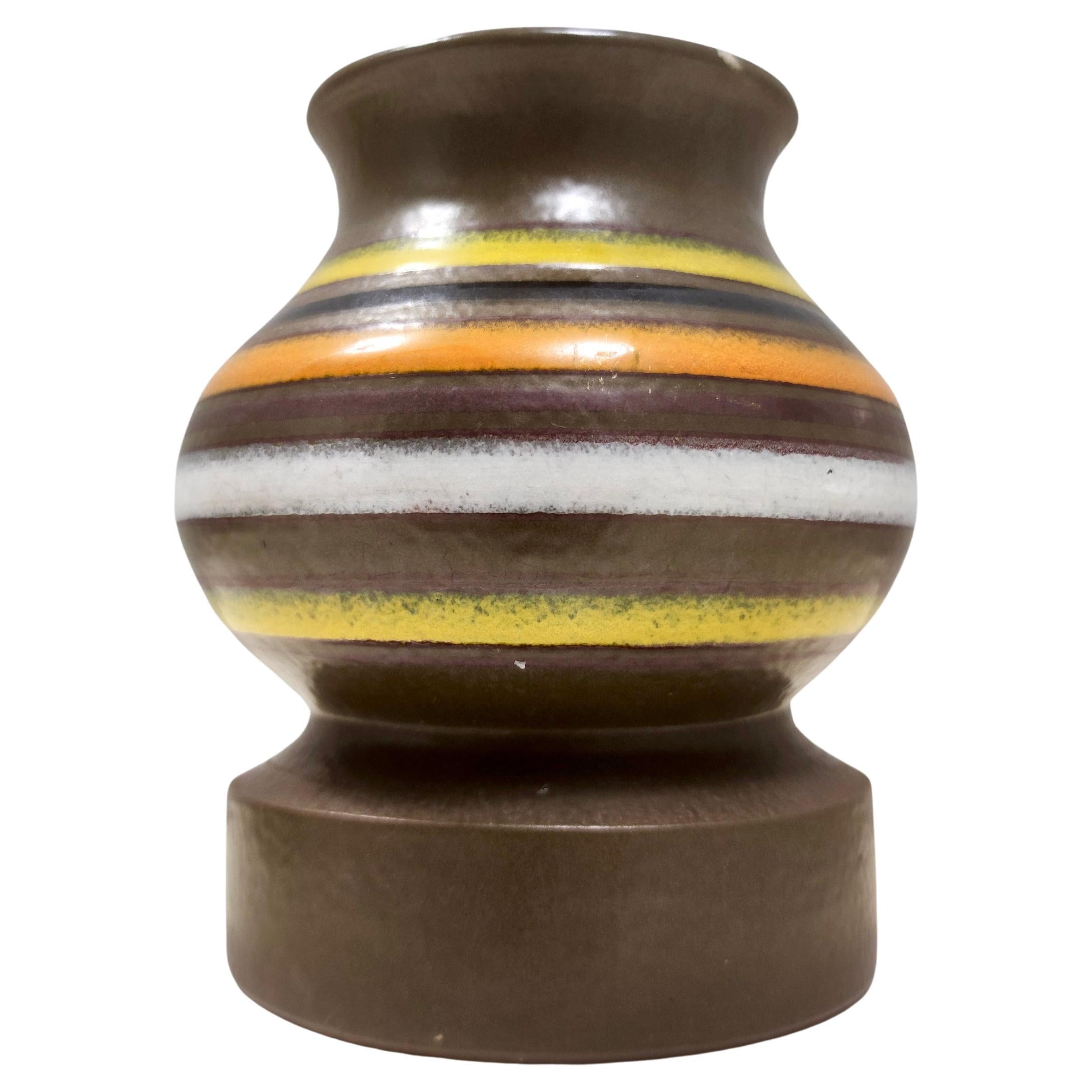 Vase postmoderne en faïence émaillée Brown par Bitossi en vente