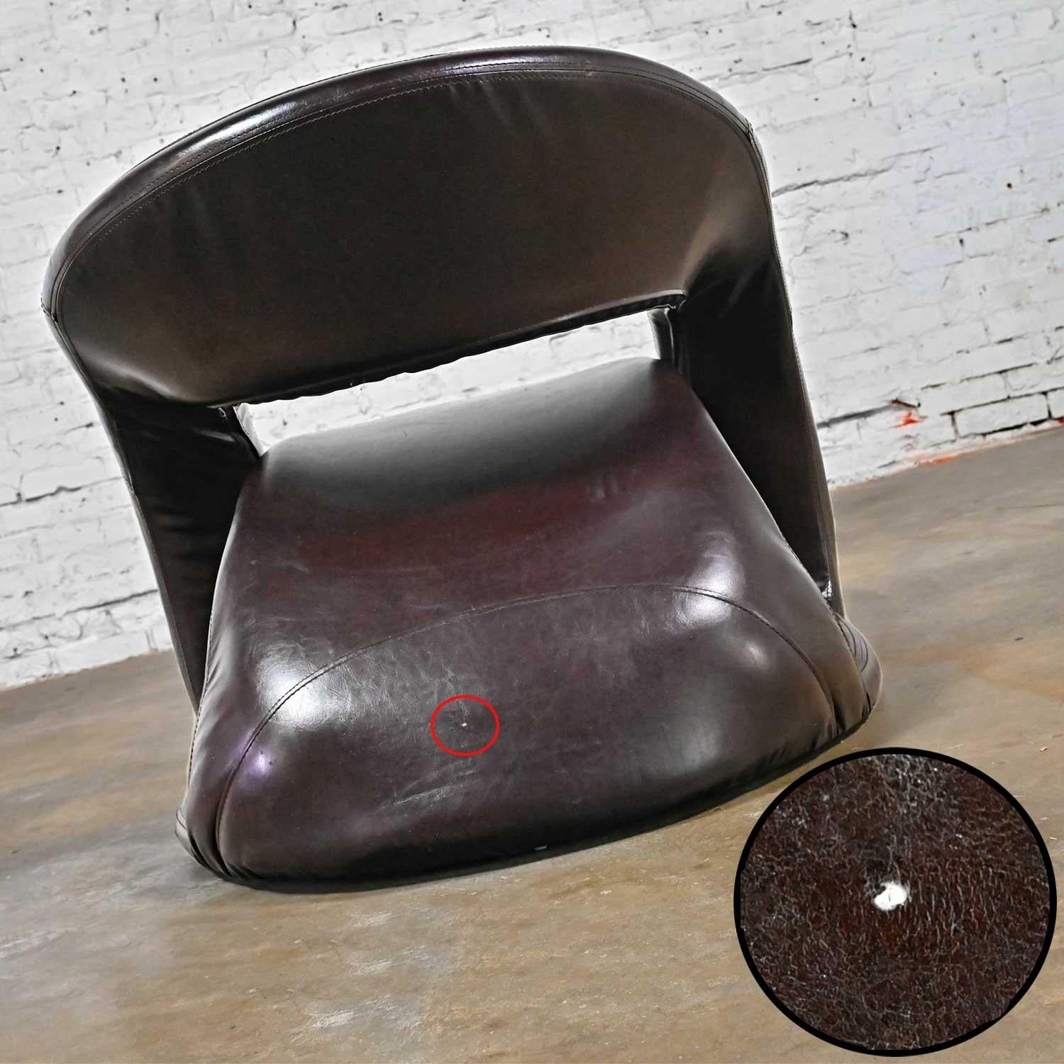 Postmodern Brown Faux Leather Tongue Chair Attributed Jaymar Pop Art Chair For Sale 8