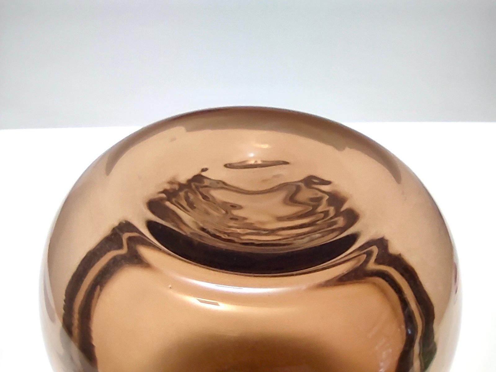 Postmodern Brown Incalmo Murano Glass Vase Ascribable to Alfredo Barbini, Italy For Sale 4