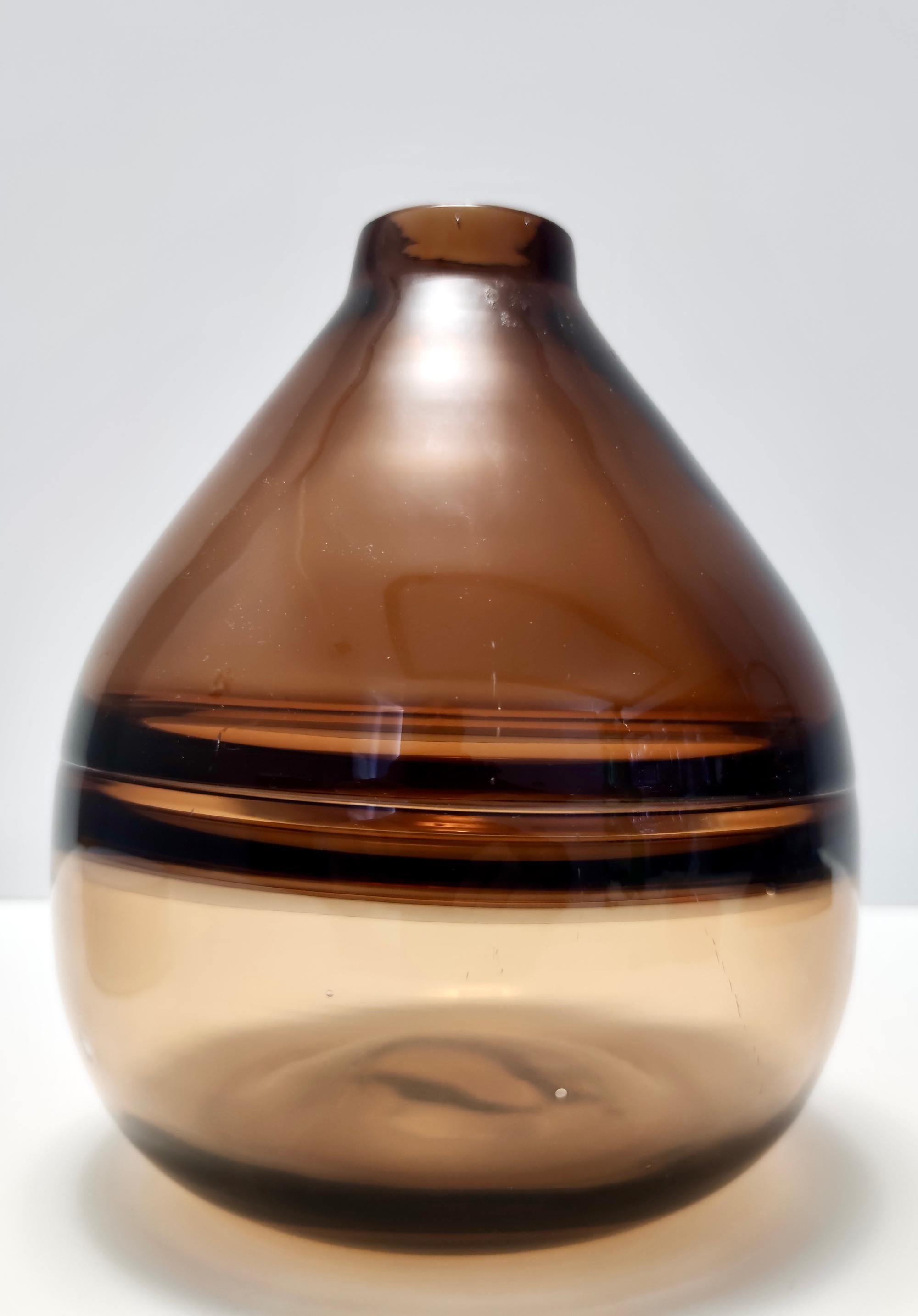 Post-Modern Postmodern Brown Incalmo Murano Glass Vase Ascribable to Alfredo Barbini, Italy For Sale