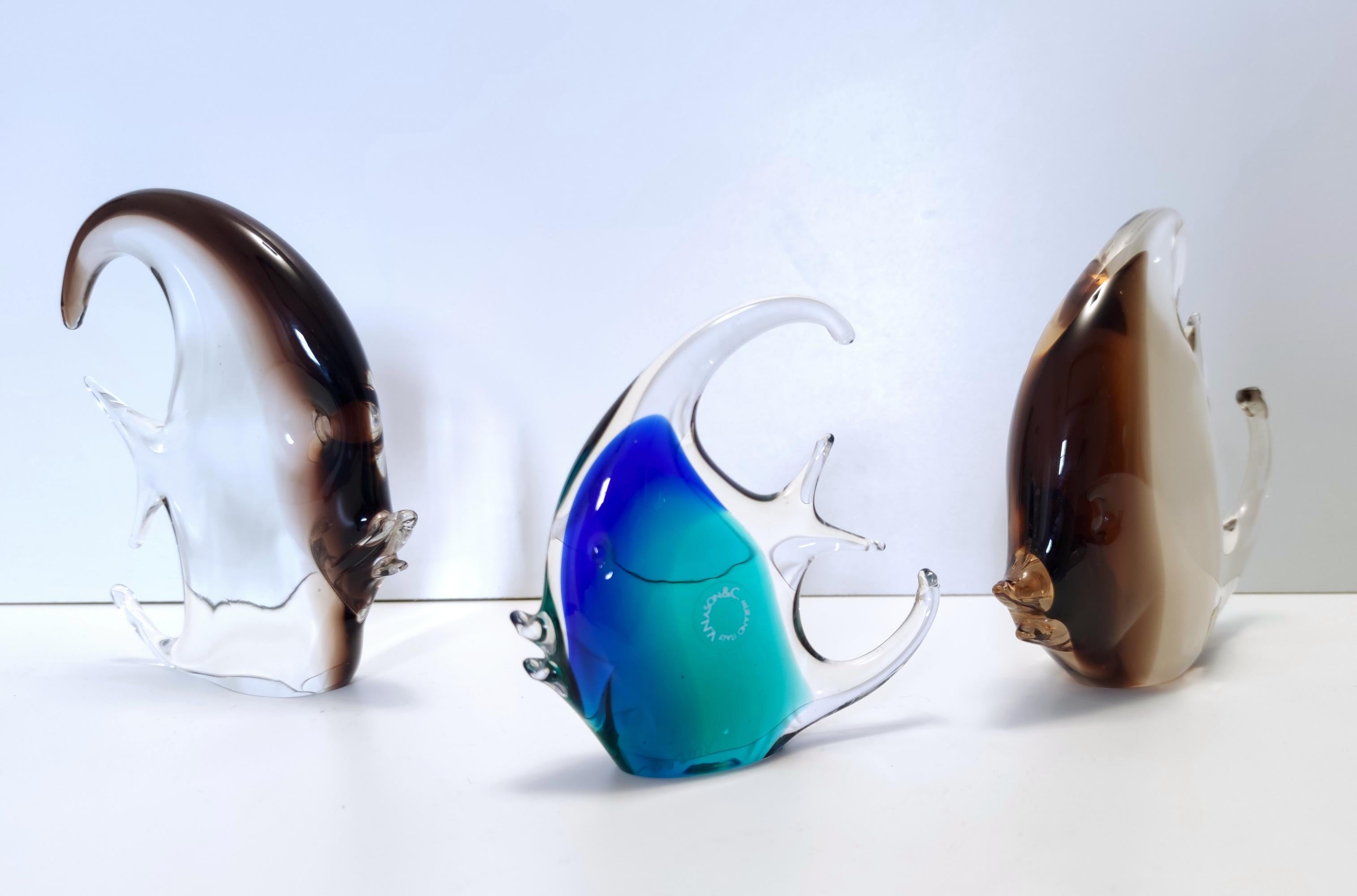Italian Postmodern Brown Murano Glass Fish Decorative Figure by Vincenzo Nason, Italy For Sale