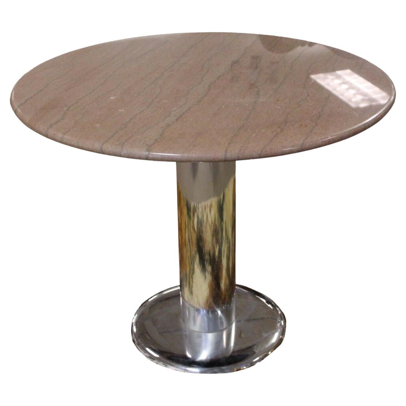 Postmodern Brueton Pink Marble and Polished Chrome Game Dinette Table