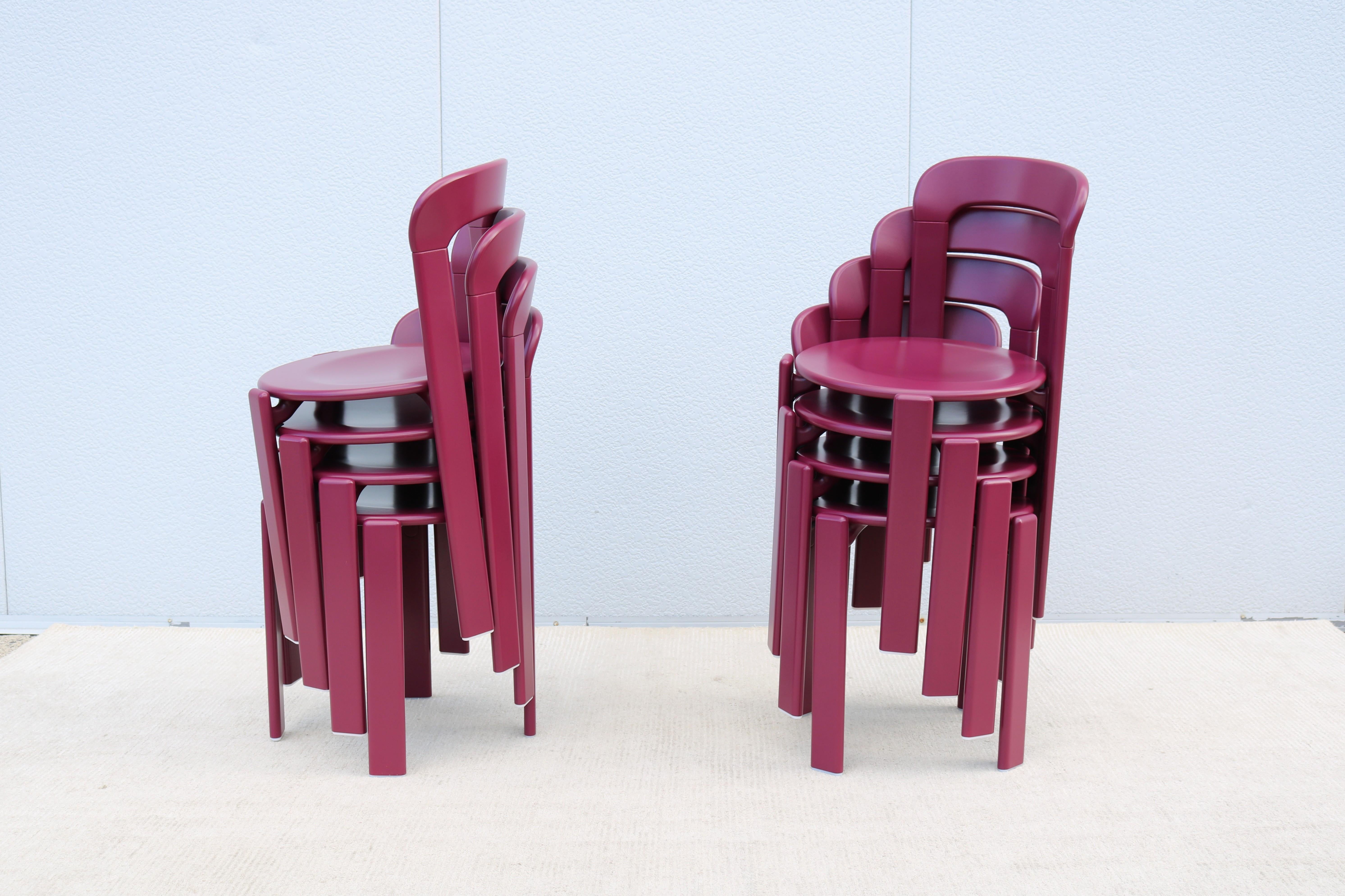 Postmodern Bruno Rey for Dietiker and Hay Rey Stackable Dining Chairs - Set of 8 For Sale 10