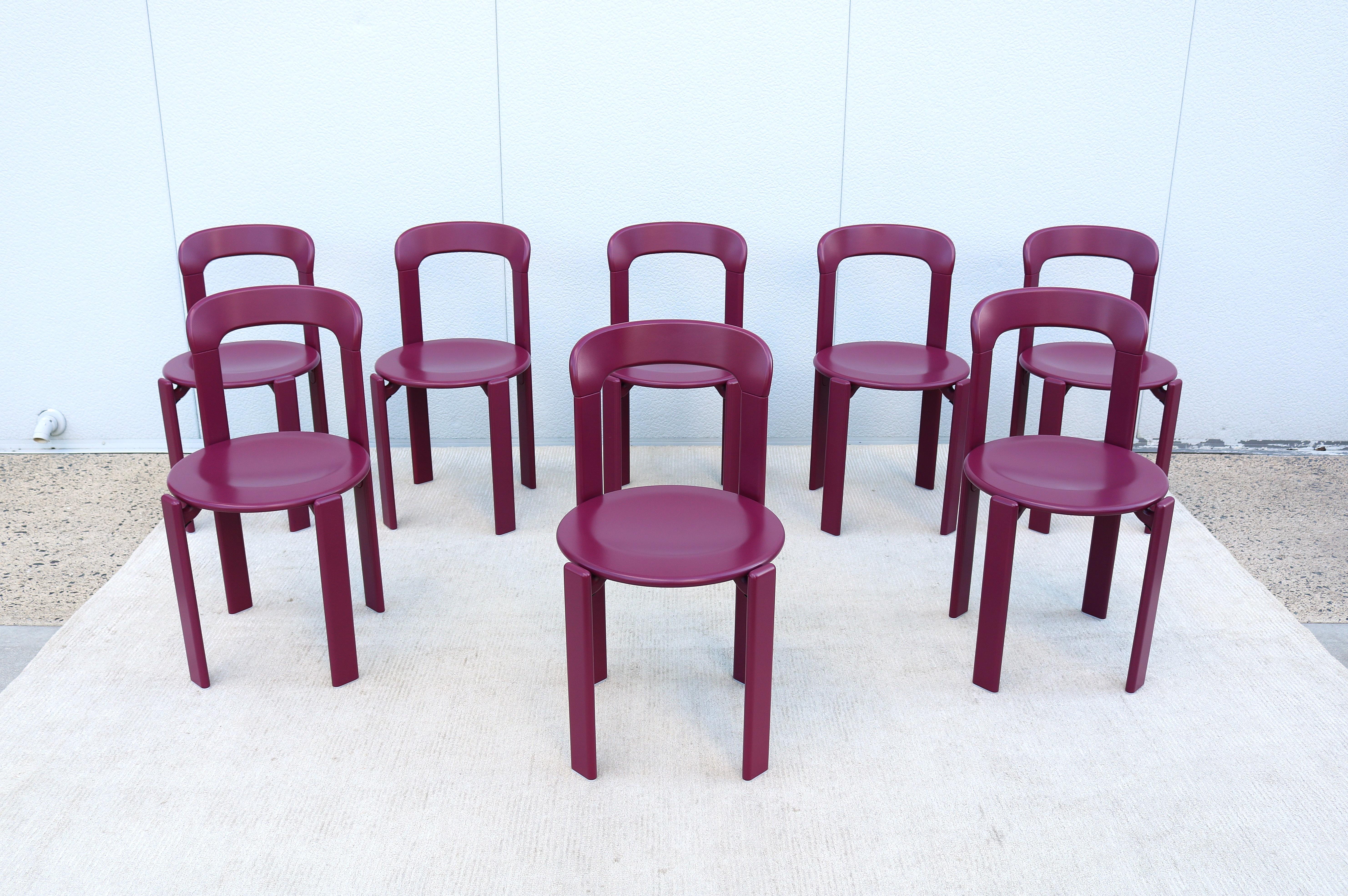 Post-Modern Postmodern Bruno Rey for Dietiker and Hay Rey Stackable Dining Chairs - Set of 8 For Sale