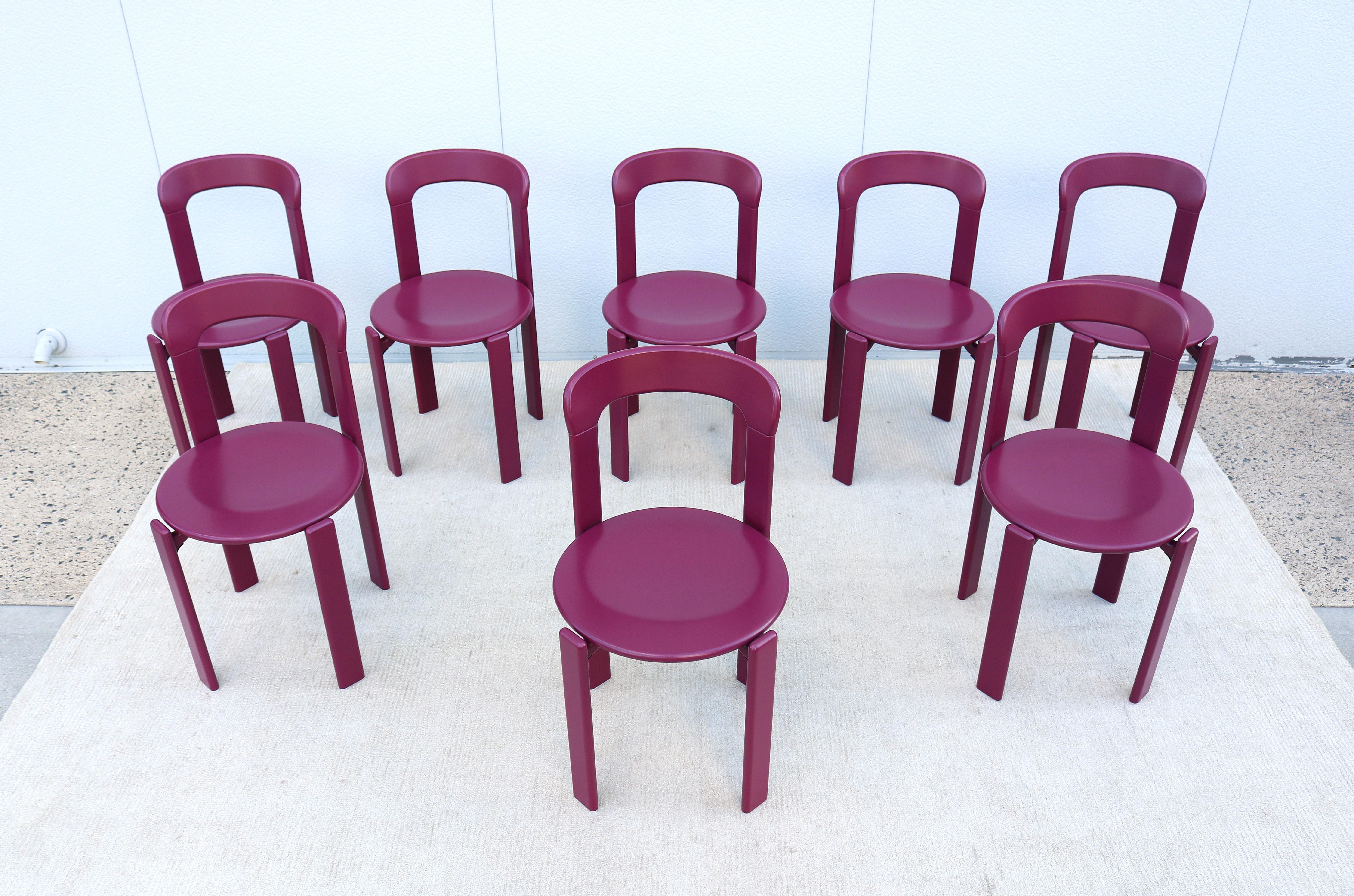 Hungarian Postmodern Bruno Rey for Dietiker and Hay Rey Stackable Dining Chairs - Set of 8 For Sale