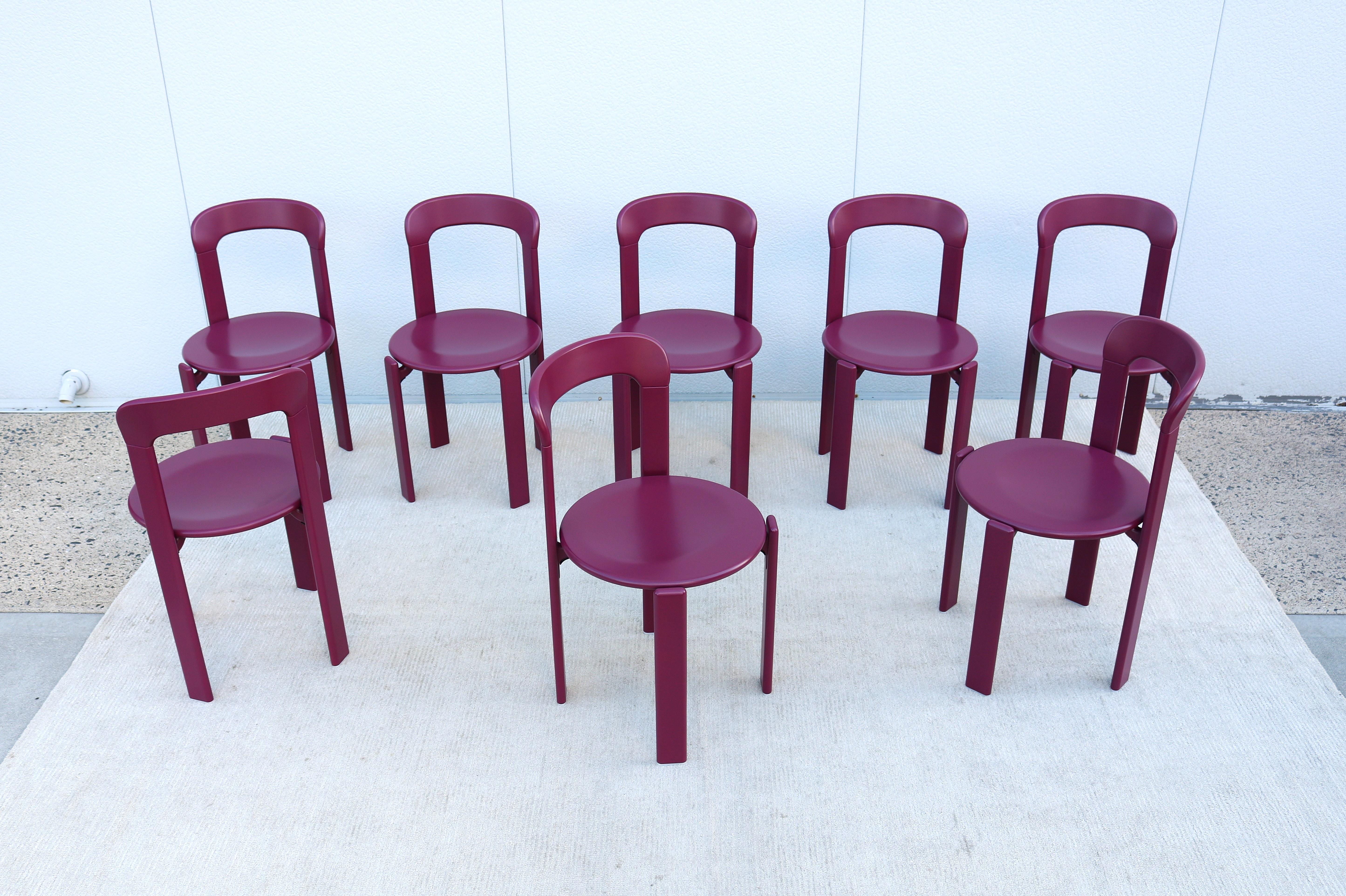 Postmodern Bruno Rey for Dietiker and Hay Rey Stackable Dining Chairs - Set of 8 In Excellent Condition For Sale In Secaucus, NJ