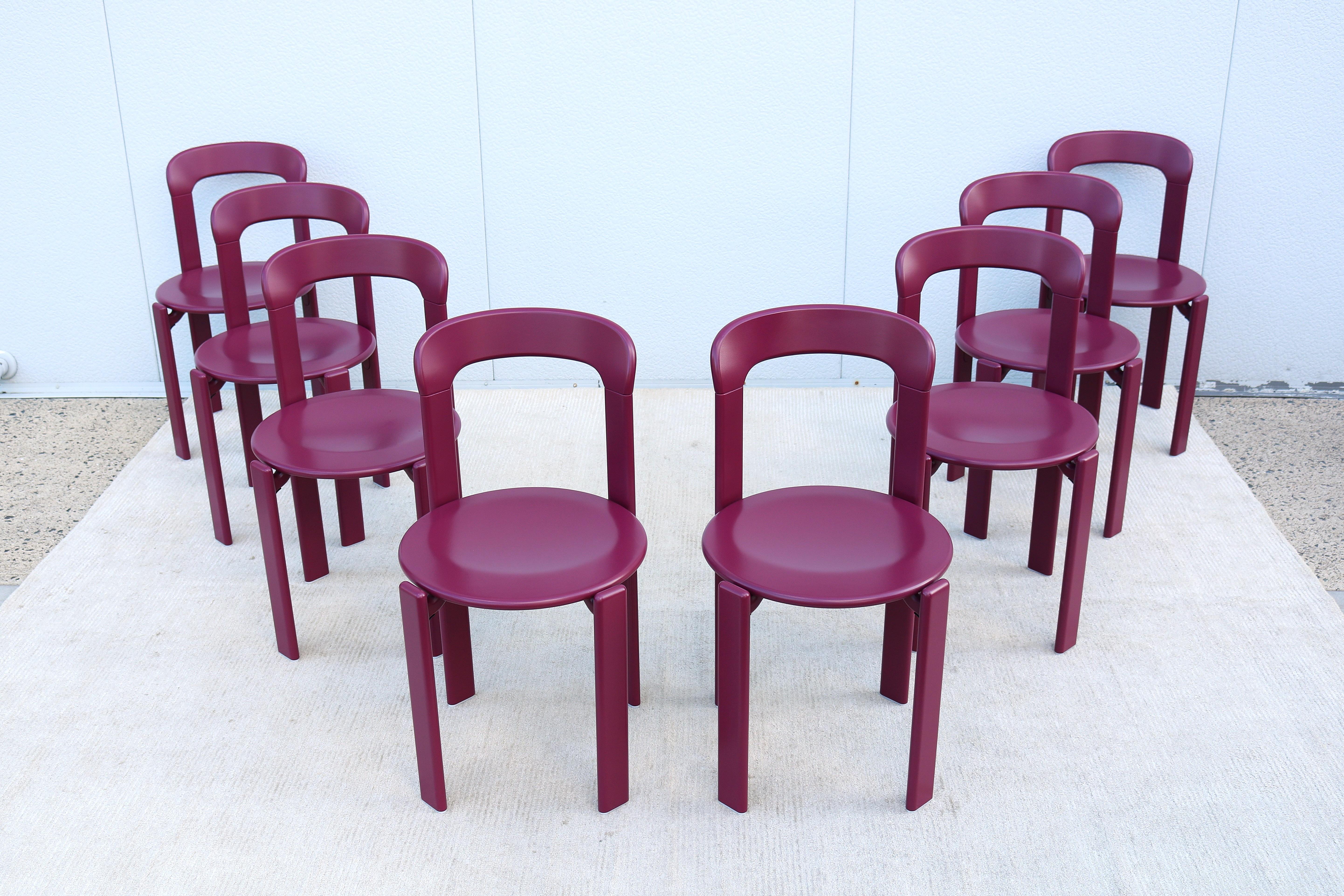 Contemporary Postmodern Bruno Rey for Dietiker and Hay Rey Stackable Dining Chairs - Set of 8 For Sale