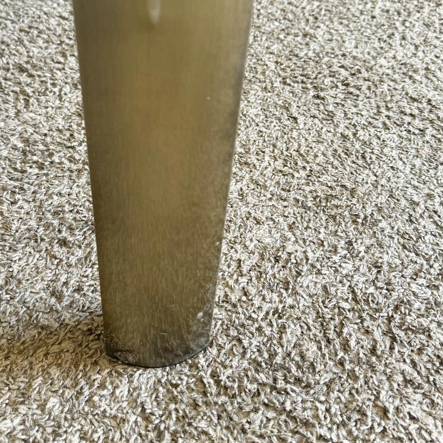 Metal Postmodern Brushed Brass Finish and Smoked Glass Extendable Dining Table by DIA