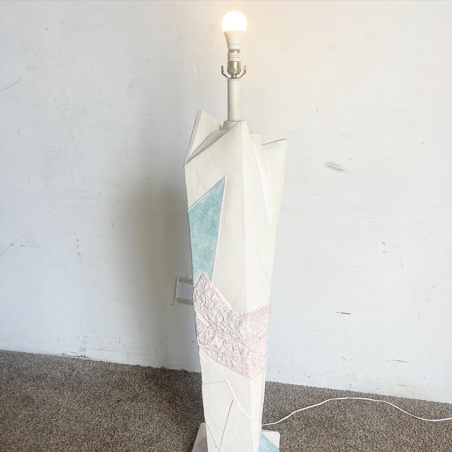 Post-Modern Postmodern Brutalist Green and Pink and White Floor Lamp For Sale