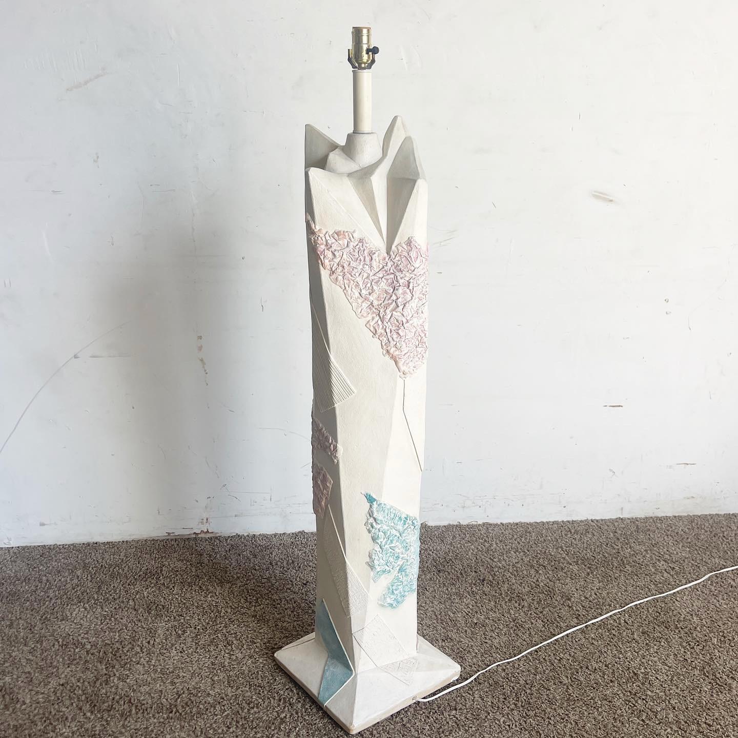 20th Century Postmodern Brutalist Green and Pink and White Floor Lamp For Sale