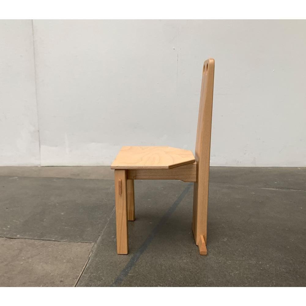 Postmodern Brutalist Wooden Children Chair, 1990s For Sale 2