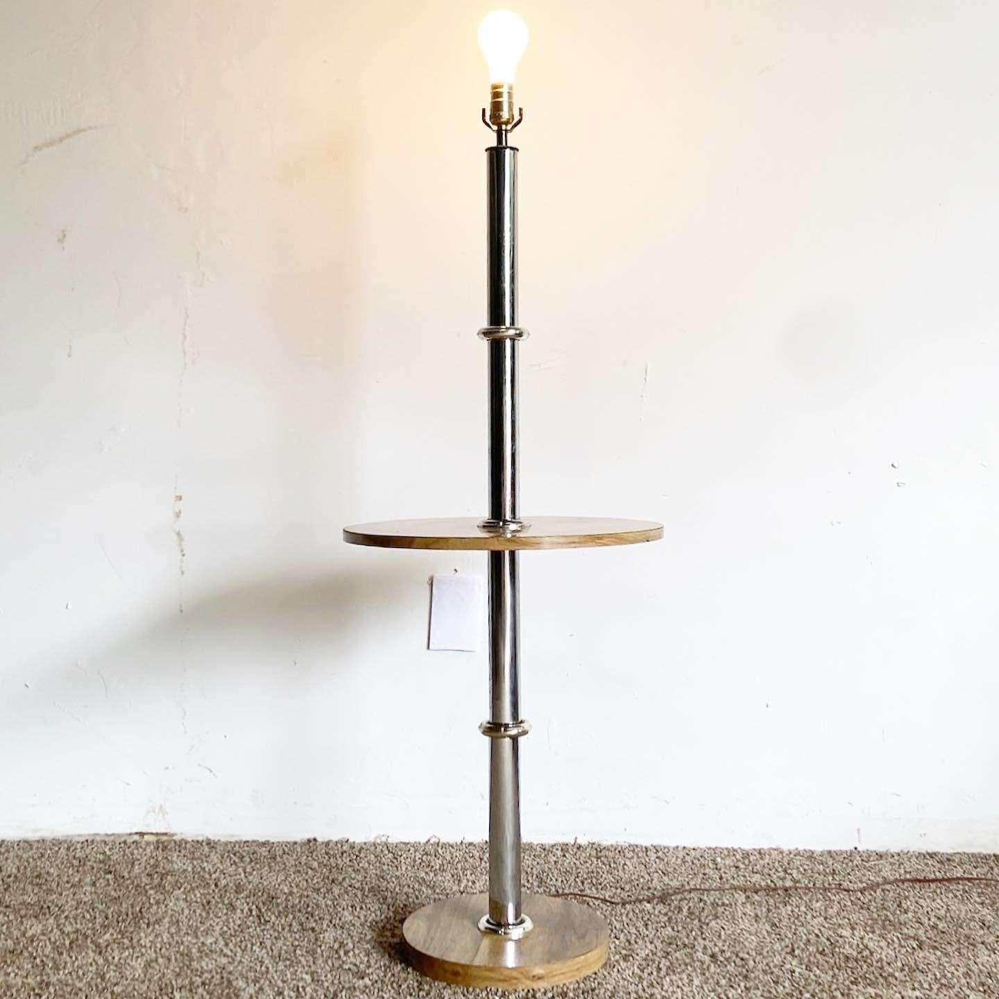 Mid-Century Modern Postmodern Burl Wood Laminate Floor Lamp For Sale