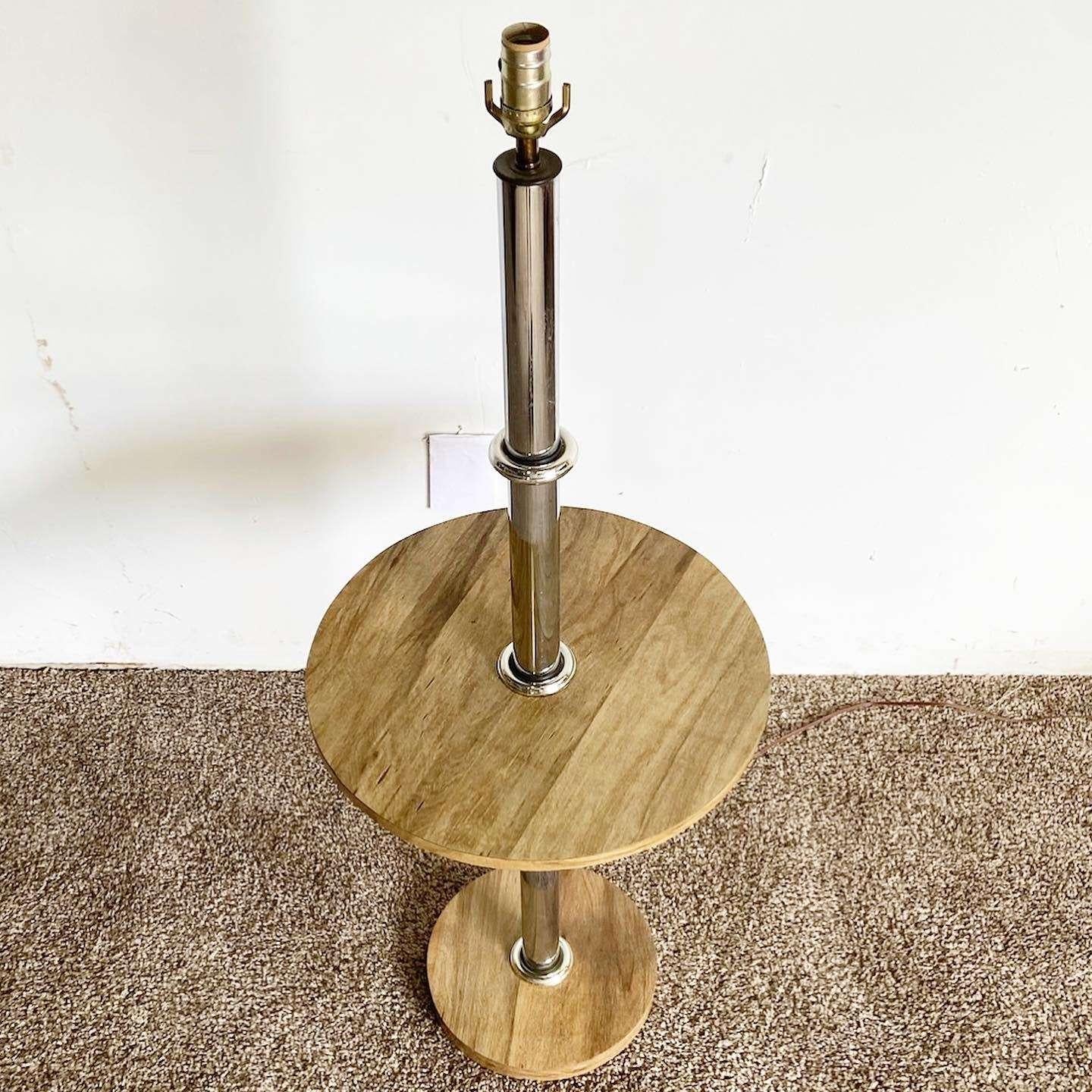 Postmodern Burl Wood Laminate Floor Lamp In Good Condition For Sale In Delray Beach, FL